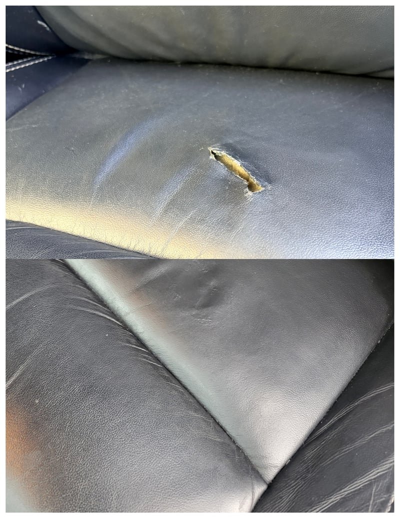 Jeep leather car seat scuff repair completed on-site in NYC