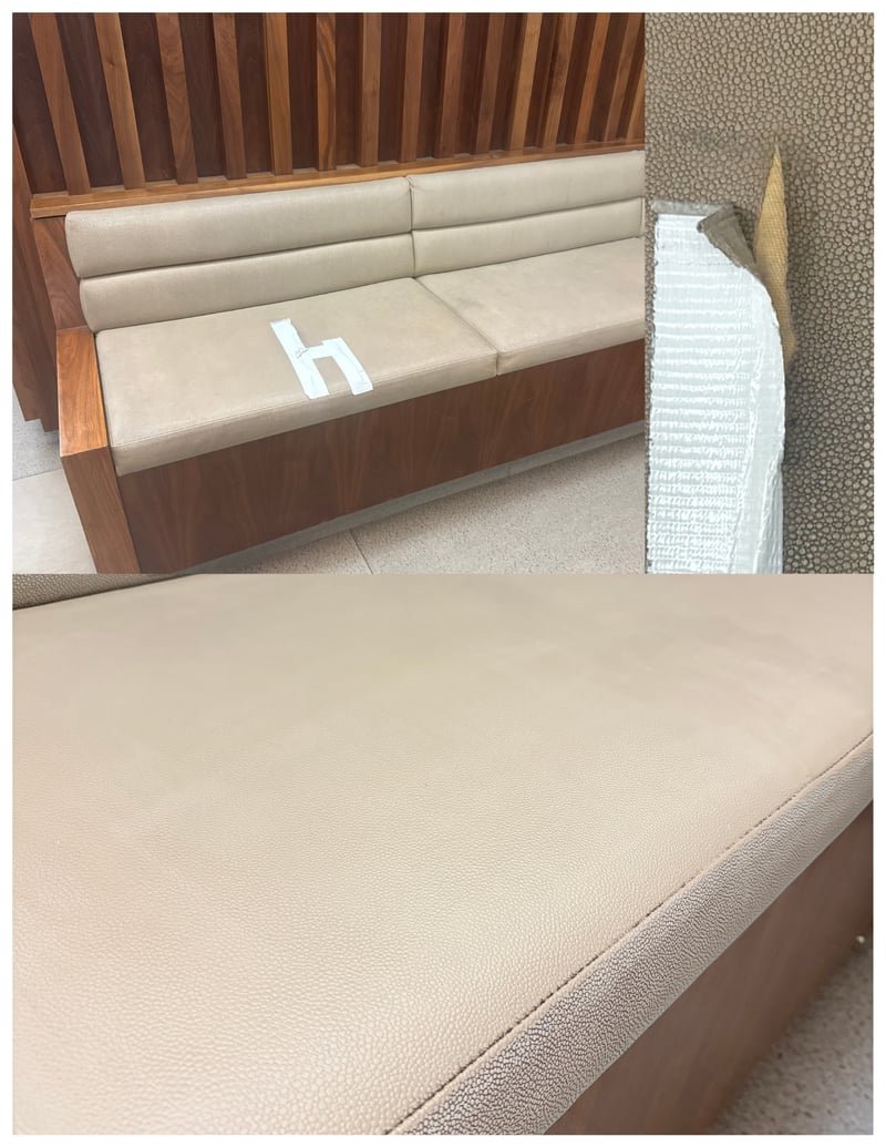 Commercial lobby leather couch tear repair NYC