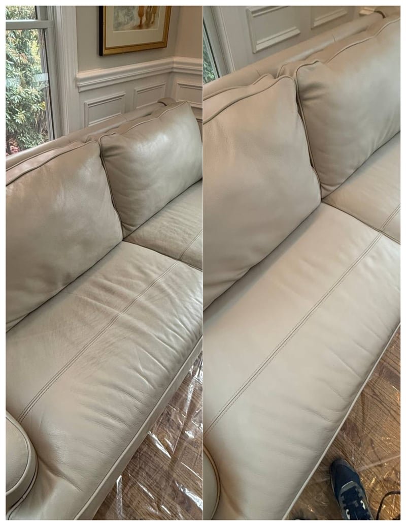 White leather sofa restoration NYC